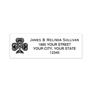 Custom Color Name & Address Celtic Knot Shamrock Self-inking Stamp
