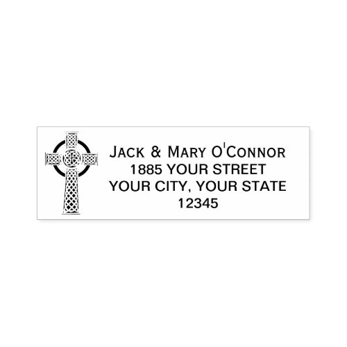 Custom Color Name  Address Christian Celtic Cross Self_inking Stamp