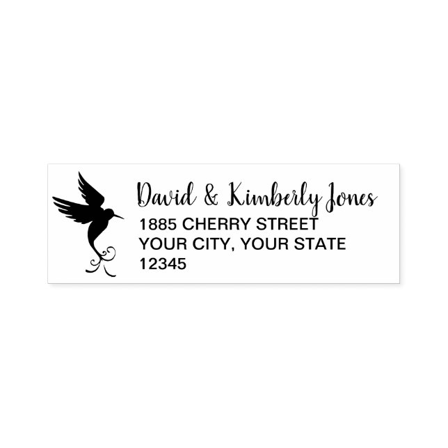 Custom Color Name & Address Flying Hummingbird Self-inking Stamp (Design)