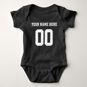 Custom Color/Name Baby Sports Black Jersey Baby Bodysuit
