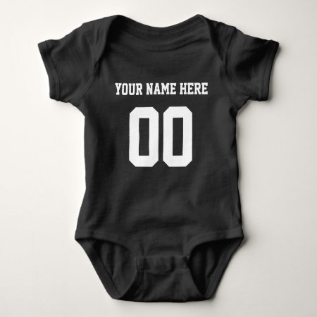 Custom Color/name Baby Sports Black Jersey Baby Bodysuit