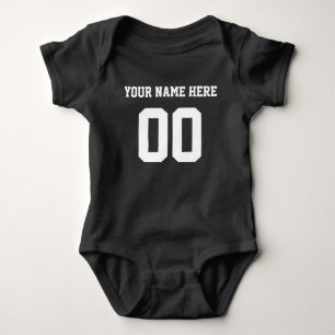 Custom Color/Name Baby Sports Black Jersey Bodysuit