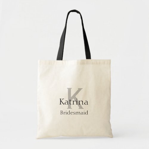 Custom Color Name Black Gray Bridesmaid Gift Favor Tote Bag