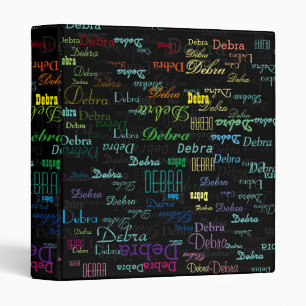 Custom Color Names Repeated All Over BLACK 3 Ring Binder