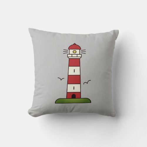 Custom color nautical lighthouse throw pillow