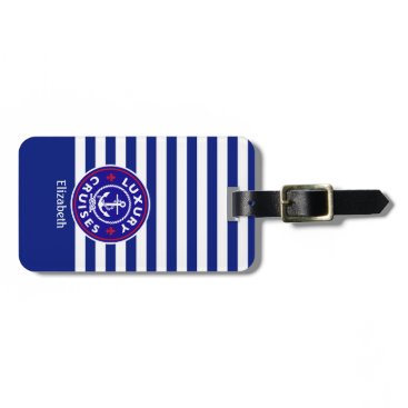 Custom color, nautical navy blue stripes pattern, bag tag Custom color, nautical navy blue stripes pattern, bag tag