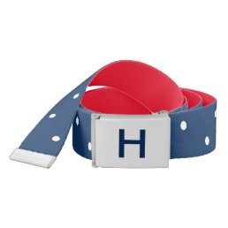 Custom Color Navy Blue Polka Dot Belt