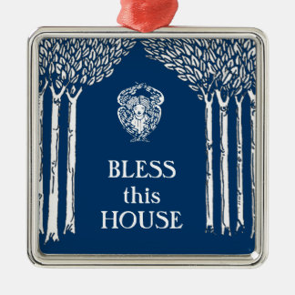 Custom Color Nouveau Angel Bless this House Metal Ornament