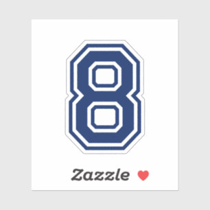 Custom color number eight 8 sports college font sticker