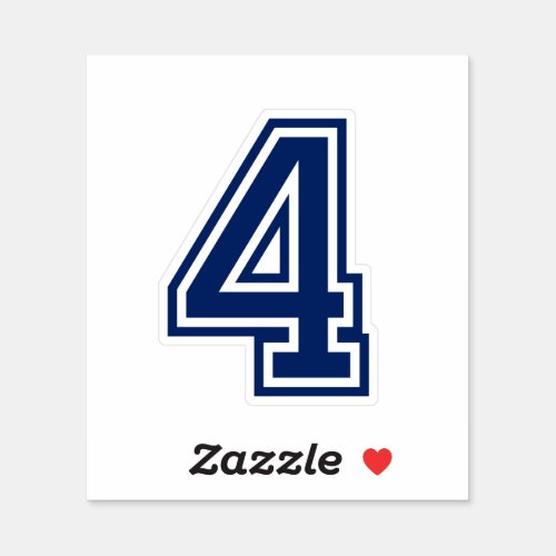 Custom color number four 4 sporty college font sticker