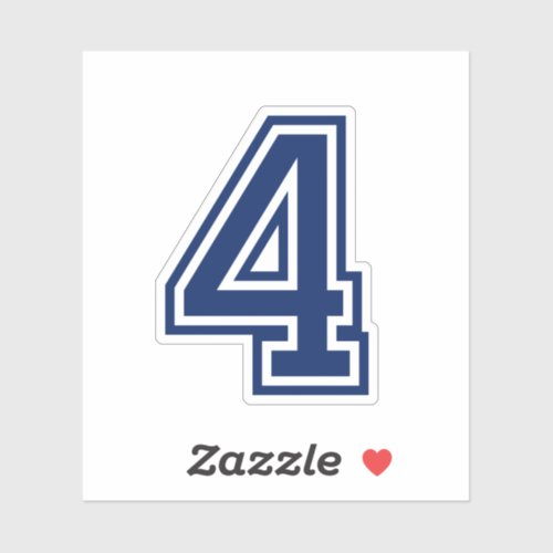 Custom color number four 4 sporty college font sticker