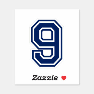 Custom color number nine 9 sports college font sticker