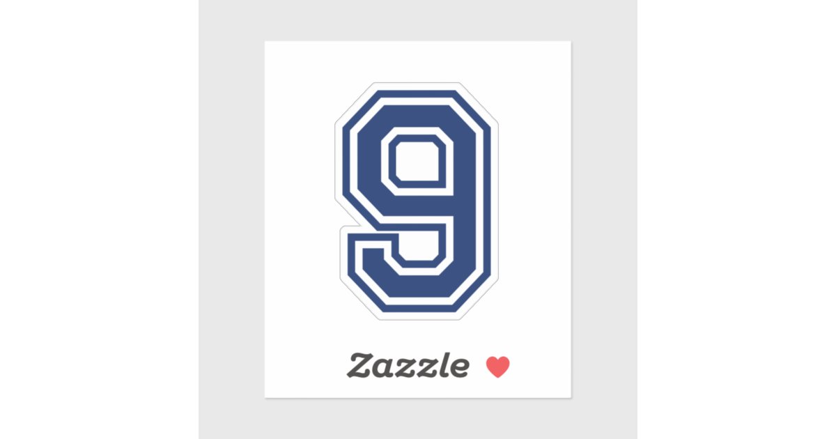 Custom color number nine 9 sports college font sticker | Zazzle.com