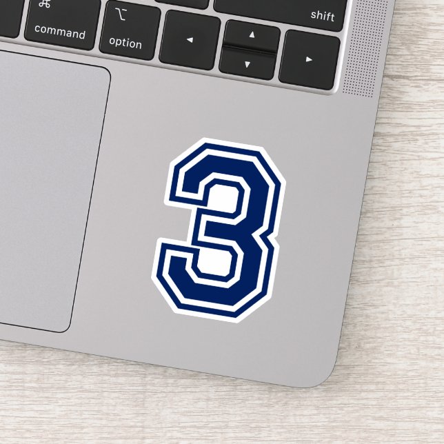 Number three 3 sporty college font sticker, Zazzle