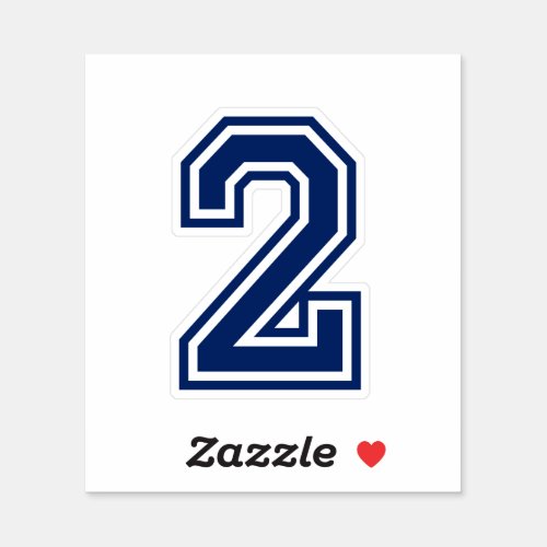 Custom color number two 2 sporty college font sticker