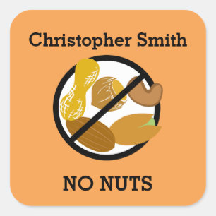 Custom Color Nut Allergy Personalized Kids Square Sticker