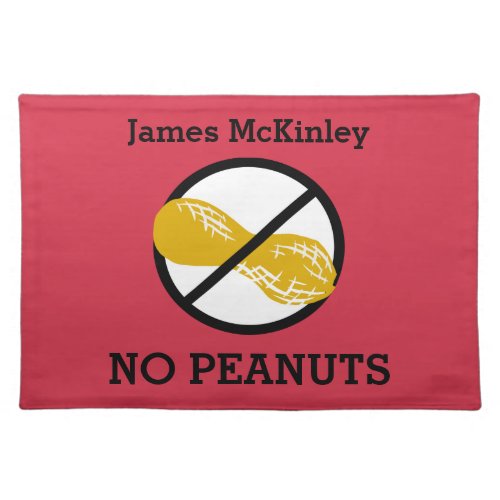 Custom Color Nut Free Peanut Allergy Kids Placemat