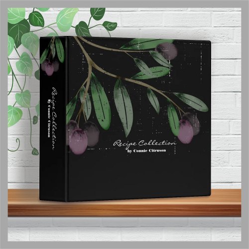 Custom color olive branch personal cookbook recipe binder