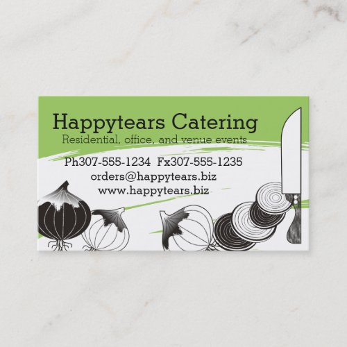 Custom color onions chef knife catering culinary business card
