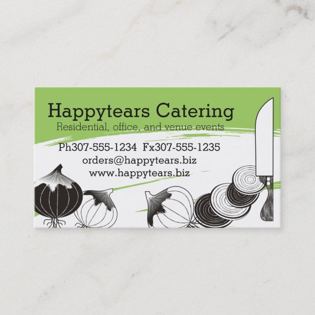 Custom color onions chef knife catering culinary business card (Front)