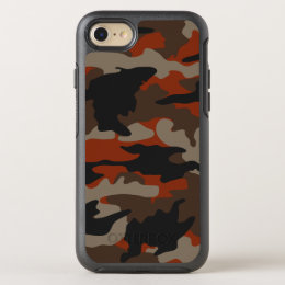 Custom Color Orange Camo Camouflage Pattern Rugged OtterBox Symmetry iPhone 8/7 Case