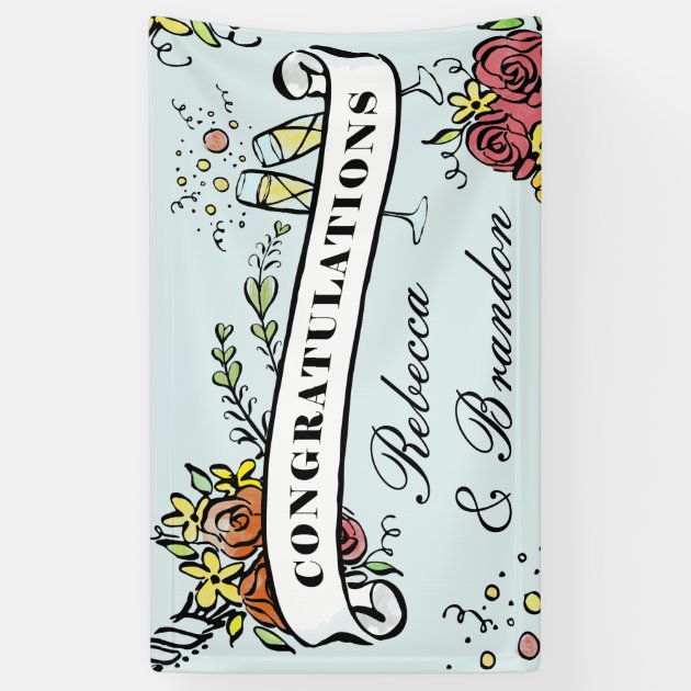 Custom Color Painted Floral Congratulations Banner