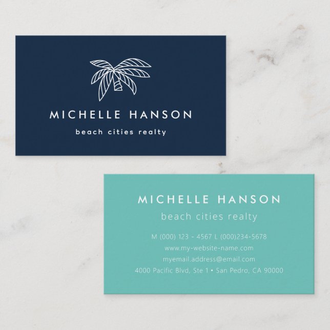 Custom Color Palm Tree Business Card (Front/Back)