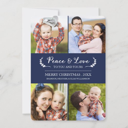Custom Color Peace and Love Holiday Photo Card