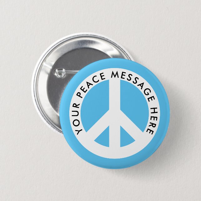 Custom color peace button with personalized text (Front & Back)