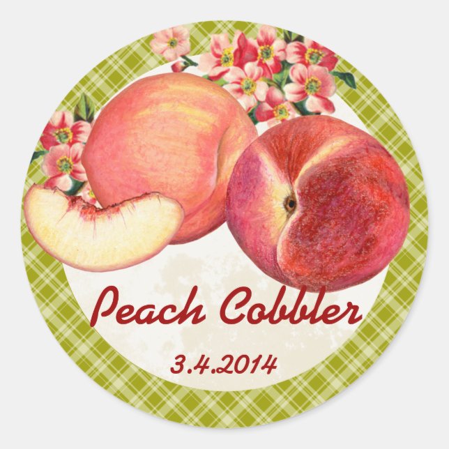Custom color peaches fruit canning label (Front)