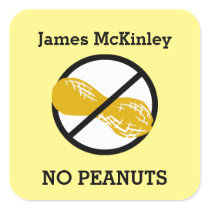 Custom Color Peanut Allergy Personalized Kids Square Sticker