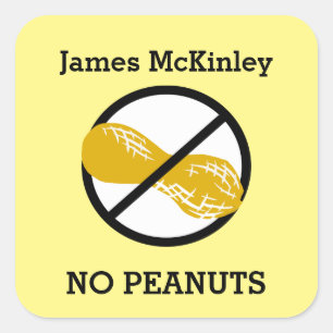 Custom Color Peanut Allergy Personalized Kids Square Sticker