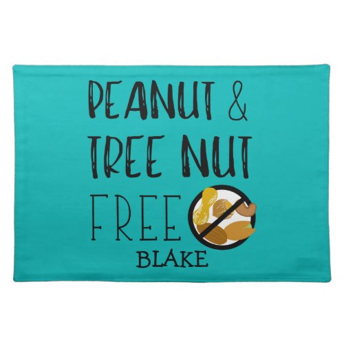 Custom Color Peanut Tree Nut Free Allergy Kids Placemat