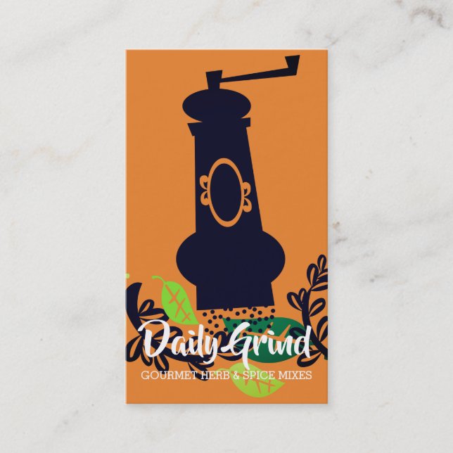 Custom color pepper mill herb spice business card (Front)