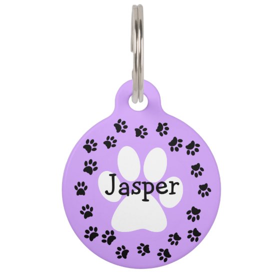 Custom Color Personalized Dog Name Paw print Pet ID Tag