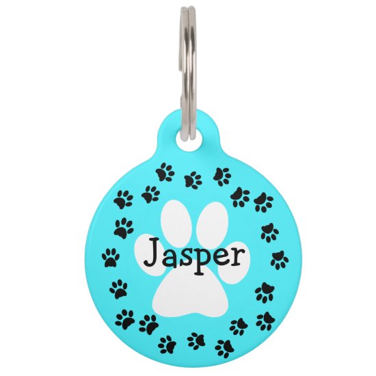 Custom Color Personalized Dog Name Paw print Pet ID Tag