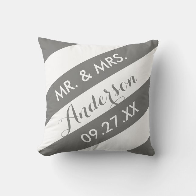 Custom Color Personalized Throw Pillow / Gray (Front)