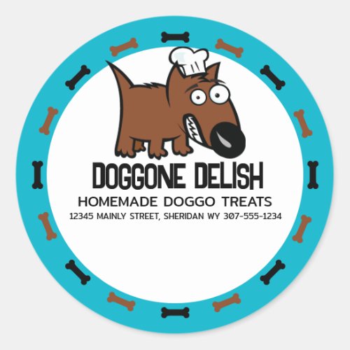 Custom color pet food chef dog food dog treats classic round sticker