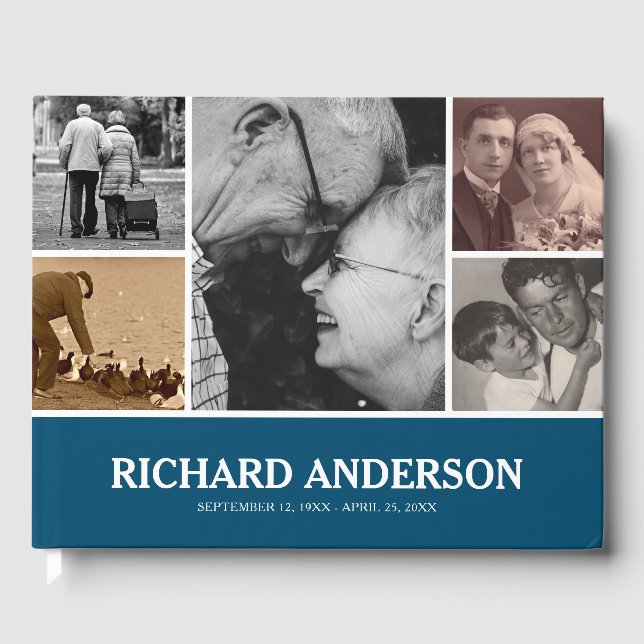 Custom Color Photo Collage | Funeral Guest Book (Front)