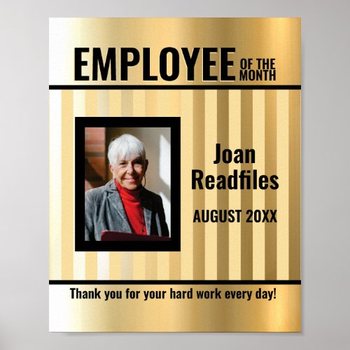 Custom color photo display employee of the month poster