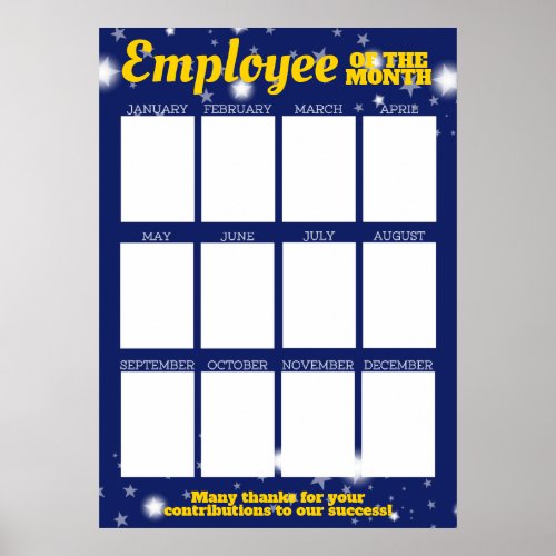 Custom color photo employee of the month display poster