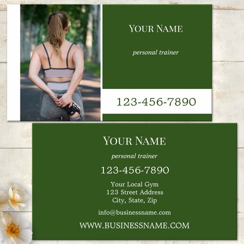 Custom Color Photo Fitness Personal Trainer Business Card