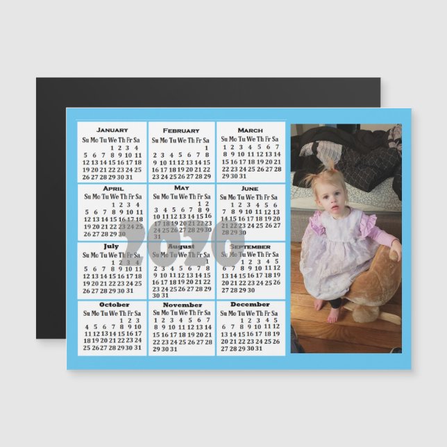 Custom Color Photo Mini Calendar Magnetic Invitation (Front/Back)