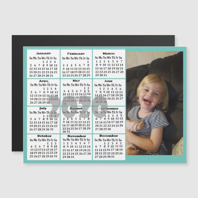 Custom Color Photo Mini Calendar Magnetic Invitation (Front/Back)