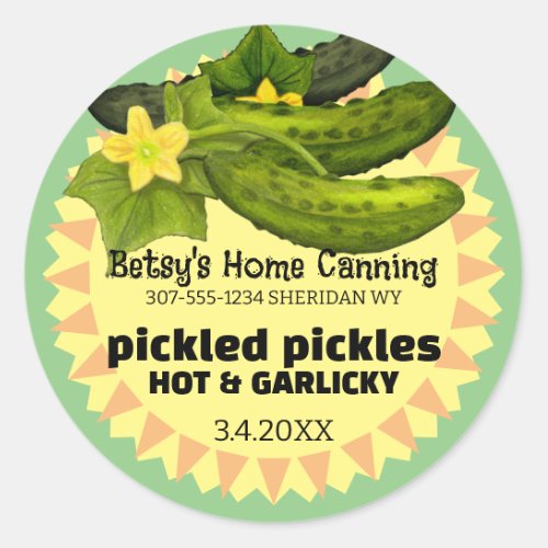 custom color pickle pickled cucumber canning label