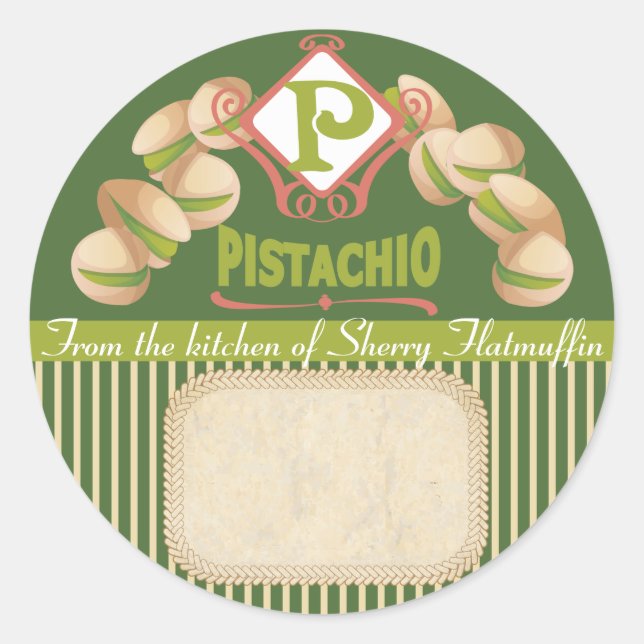 Custom color pistachio canning label bakery (Front)