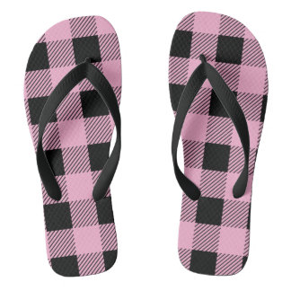Custom Color Plaid Pattern Flip Flops
