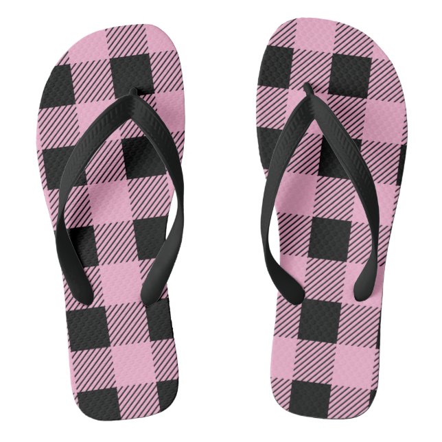 Custom Color Plaid Pattern Flip Flops (Footbed)