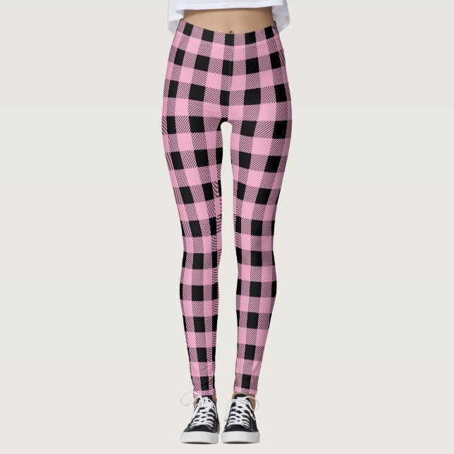Custom Color Plaid Pattern Leggings (Front)