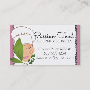 Custom color pretty woman chef herbs catering business card